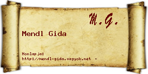 Mendl Gida névjegykártya